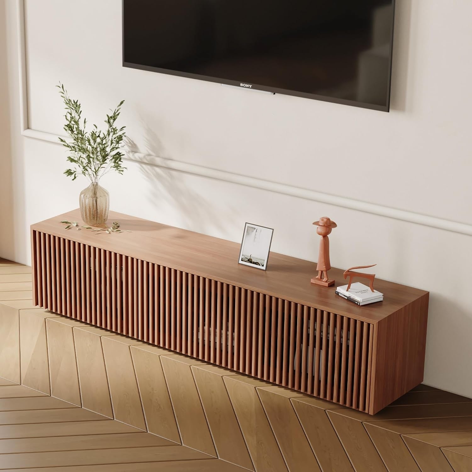 Mid Century Modern TV Stand Solid Wood Console